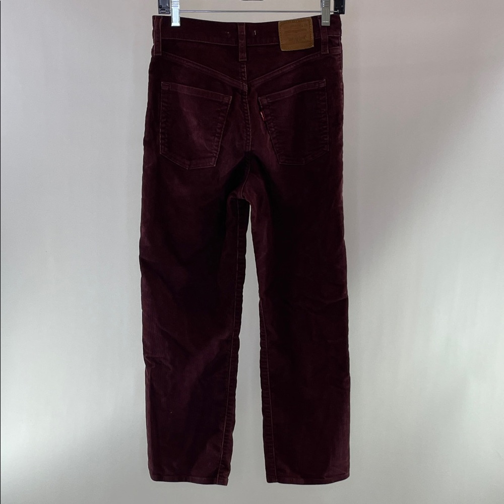 Levi's Ribcage Straight Ankle Jeans in Deep Burgundy Corduroy, 26 - Picture 12 of 13